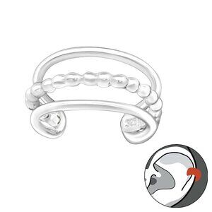 Sterling Silver Three Band Ear Cuff